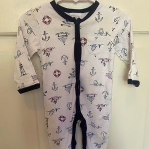 Cute nautical snap on footed onesie size 6-9 months